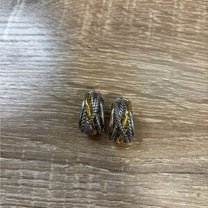 David Yurman Silver and Gold Textured Earrings